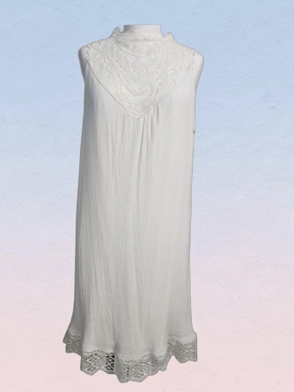 Love Fire Lace Embroidered White Midi Dress Size XL